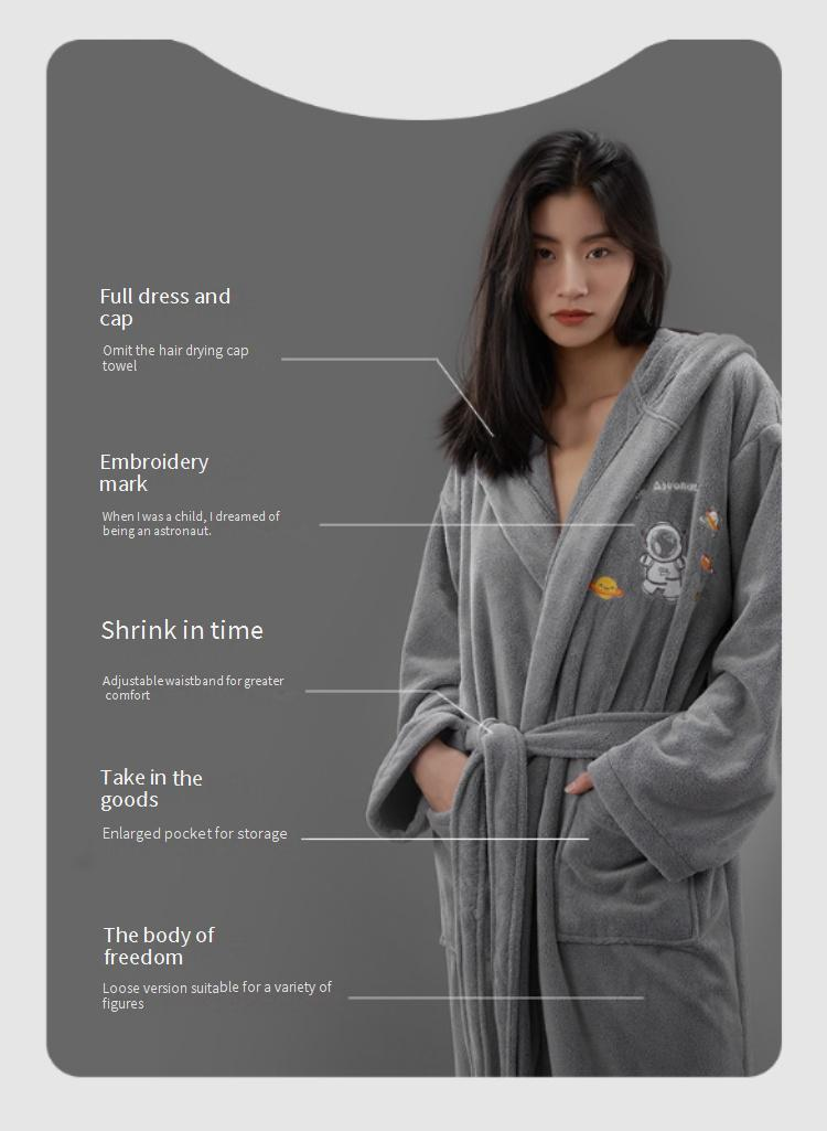 Hjemmetekstil Soft Touch Micro Fleece hættebadekåbe Plys lang spa-kåbe Absorberende badekåbe_voghion.com