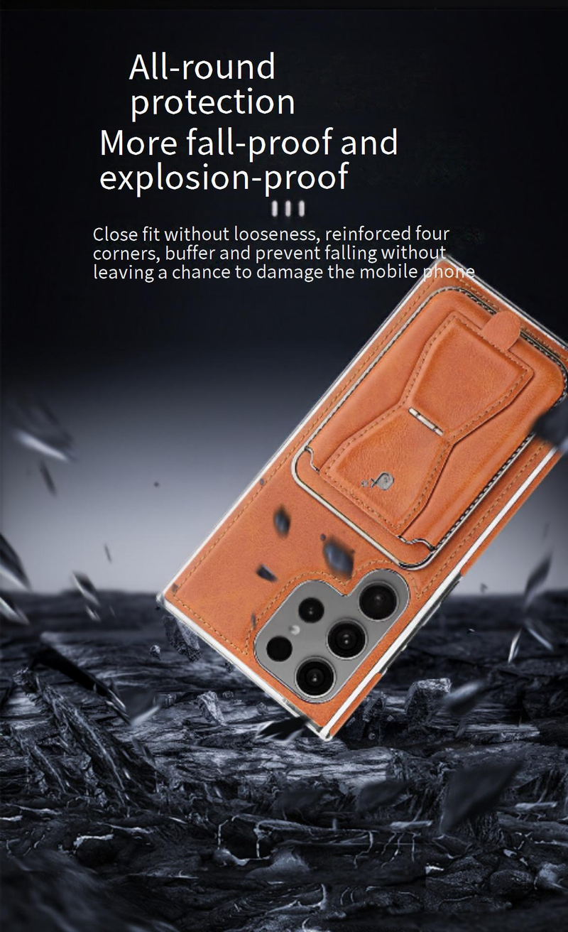 Phone Case & Covers Electroplated Leather Magnetic Card Holder Holder Suitable For Samsung S24ultra Mobile Phone Case S23 Business Leather Case_voghion.com