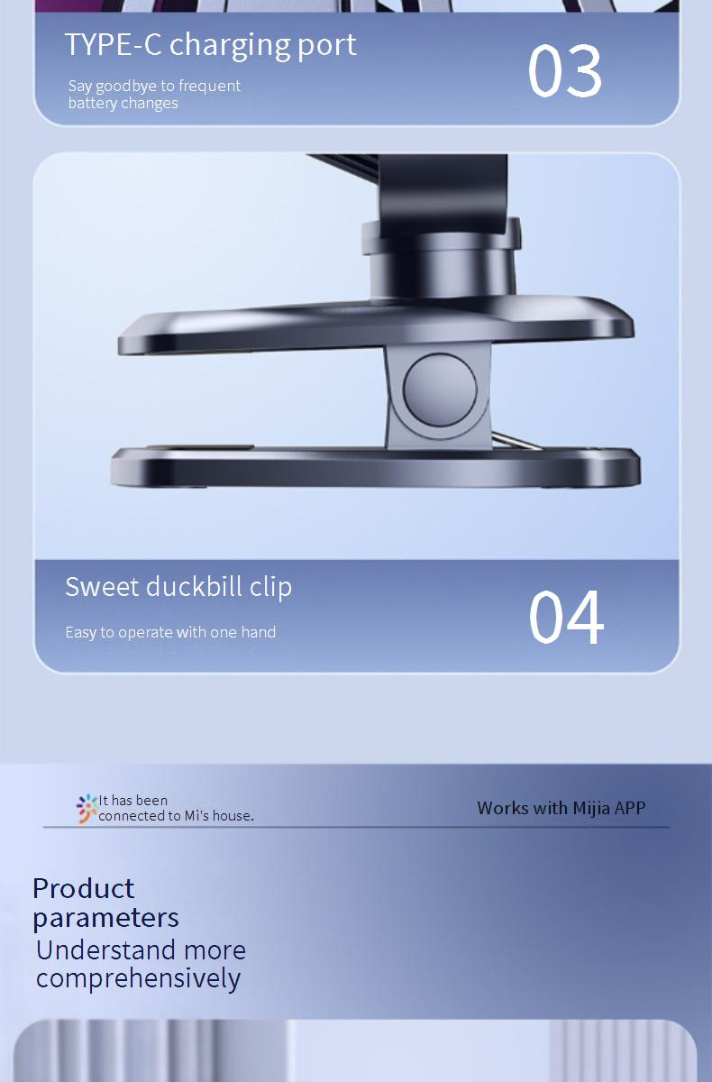 Wentylator biurkowy z akumulatorem USB - 25 dB, bardzo cichy, do biura/akademika, 3 prędkości i 8 godzin pracy, mocowany na klipsie i stojaku, miniaturowy wentylator o podwójnym zastosowaniu_voghion.com