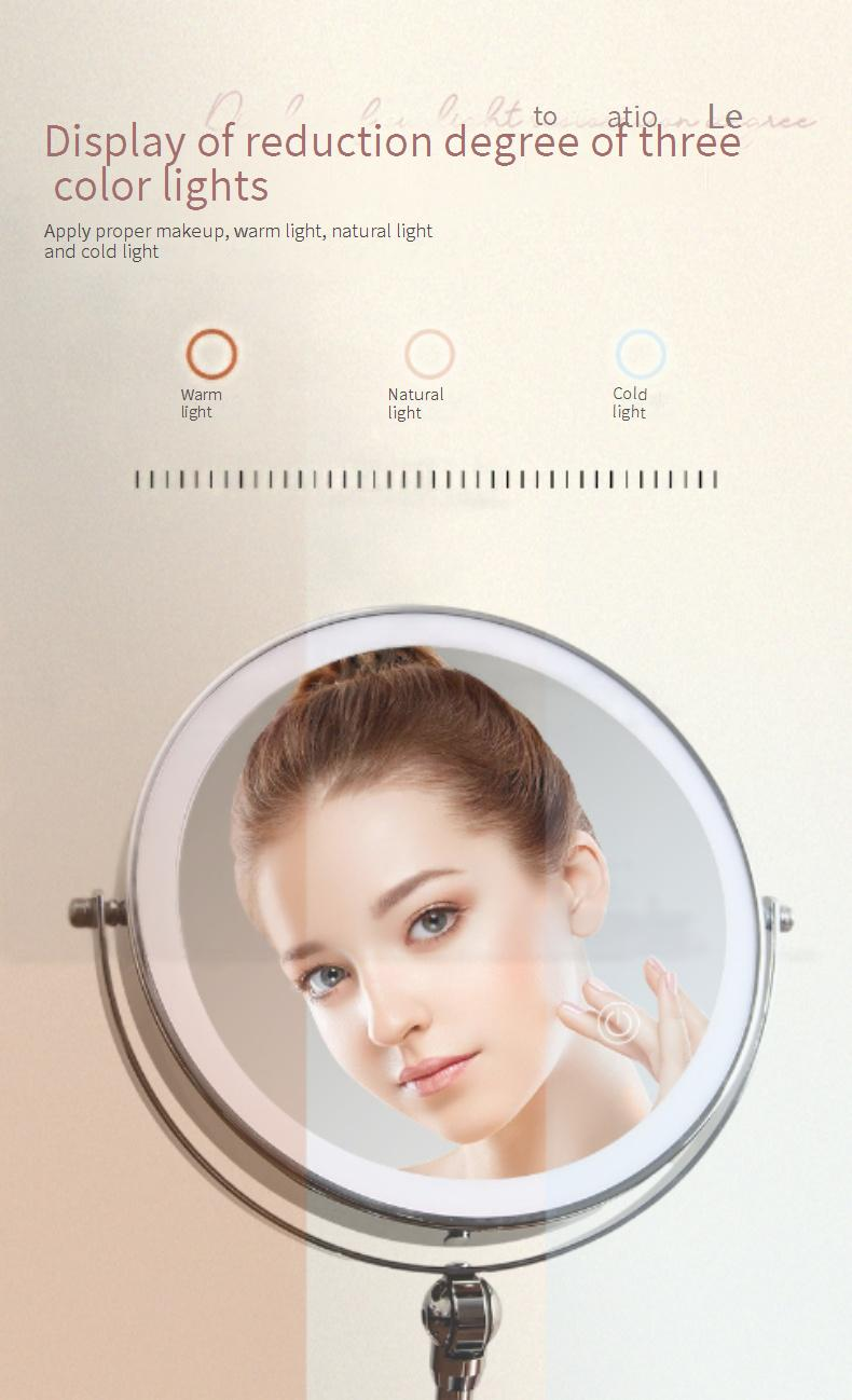 Mother & Kids Folding Makeup Mirror Desktop Magnifying Desktop Double Sided LED Light With Smart Fill Light Dressing Mirror Touch Switch_voghion.com