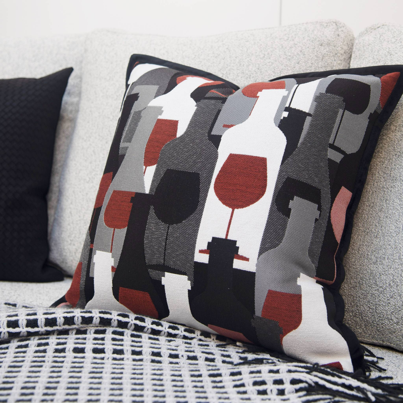 Cuscini in stile moderno nei toni del nero, bianco e rosso, fodere per cuscini di divani di alta qualità_voghion.com