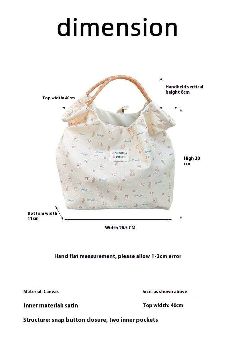 Gepäck Geprägte Cartoon-Canvas-Tasche für Damen, große Kapazität, Handhandtasche zum Einkaufen zur Arbeit, Pendeltasche_voghion.com