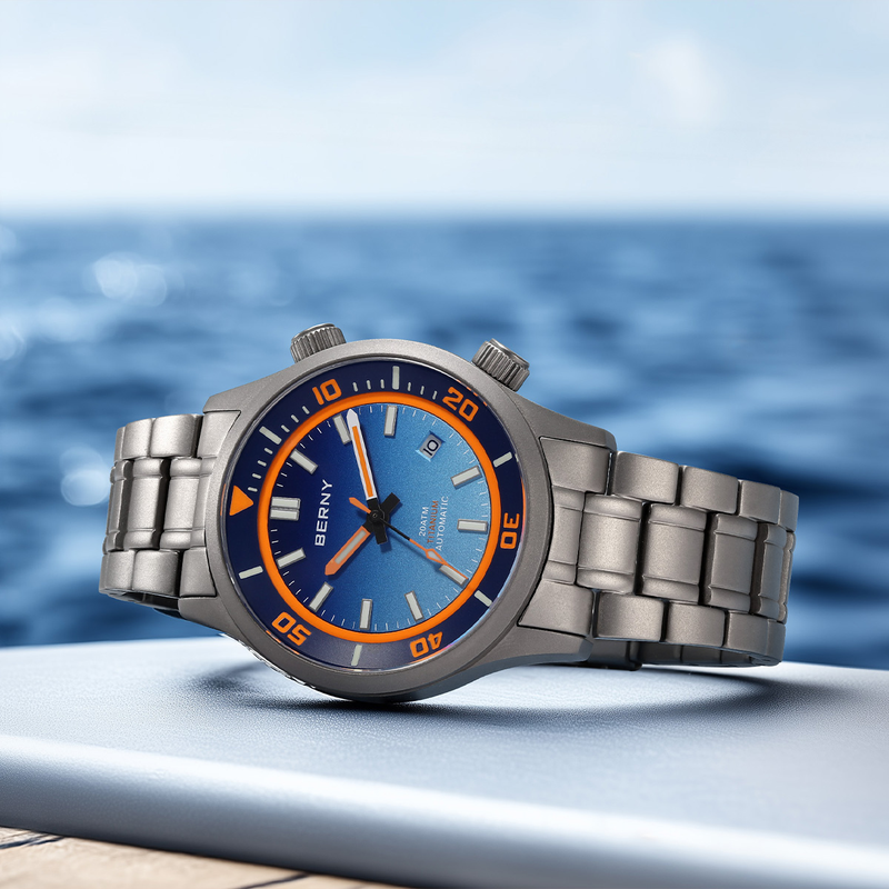 BERNY Automatic Dive Watches For Men 20ATM Waterproof Titanium Watch With Date Super Luminous Sapphire Crystal Fashion Analog Mechanical Wristwatch_voghion.com