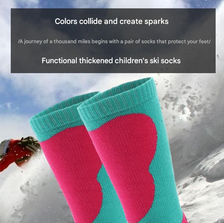 Due paia di calzini di cotone, calzini da sci per bambini, fondo in spugna spessa, asciugamano caldo, tubo lungo, deodorante, calzini per sport invernali_voghion.com