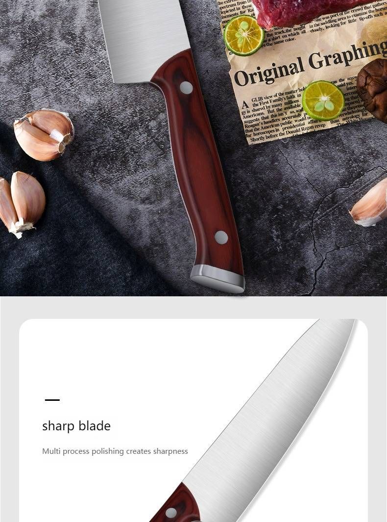 185mm Professional Chef Knife - High-Carbon Stainless Steel Blade, Anti-Slip Handle, Precision Sharpened For Home & Restaurant Use_voghion.com