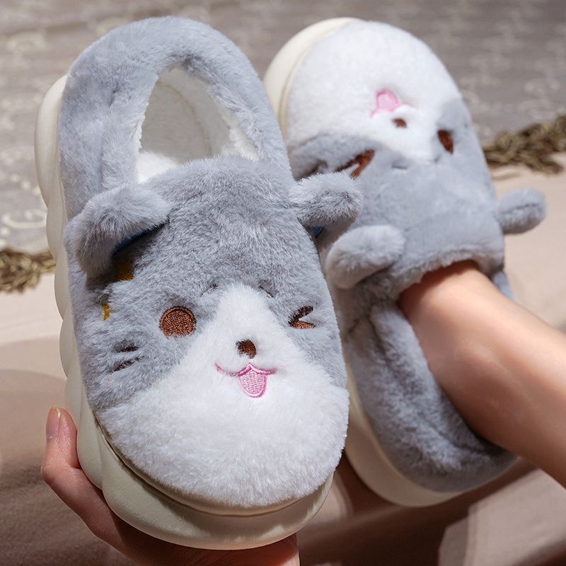 Borsa e pantofole in peluche con simpatici cartoni animati per donne in autunno e inverno, fondo caldo e spesso, per interni, pavimento antiscivolo e mocio spesso_voghion.com