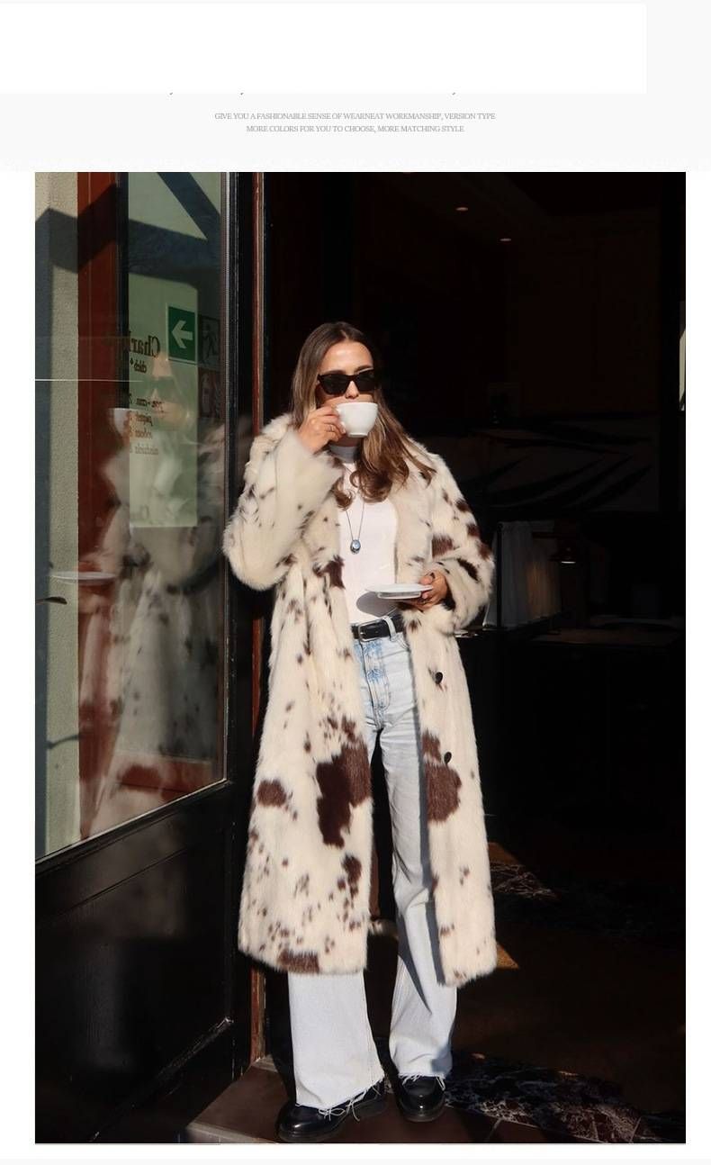 Women's Clothing Autumn And Winter New Leopard Print Imitation Fur Coat Long Fashionable Women's Coat_voghion.com