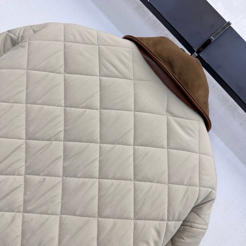 Veste en coton duveteuse à revers en forme de losange pour femme, coupe-vent et imperméable, collection 2025._voghion.com