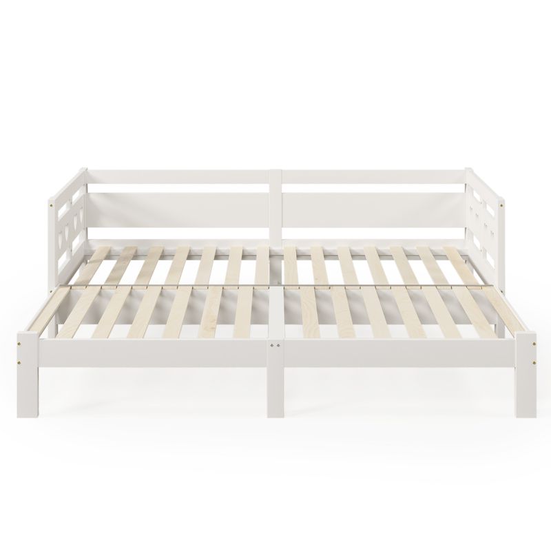Tagesbett 90x200cm Ausziehbar, Massivkiefer, Mit Rollrost Herzform, Weiß_voghion.com