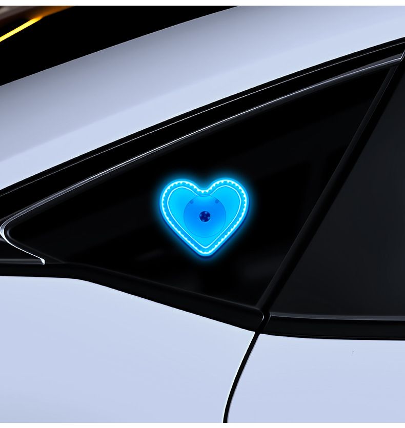 New Solar Heart Atmosphere Car Decorative Triangle Window Ambient Heart-shaped Neon Light_voghion.com