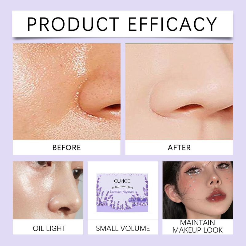 OUHOE Lavender Oil Absorbing Paper Reduces Oiliness On The Face Maintains A Refreshing And Comfortable Complexion For_voghion.com