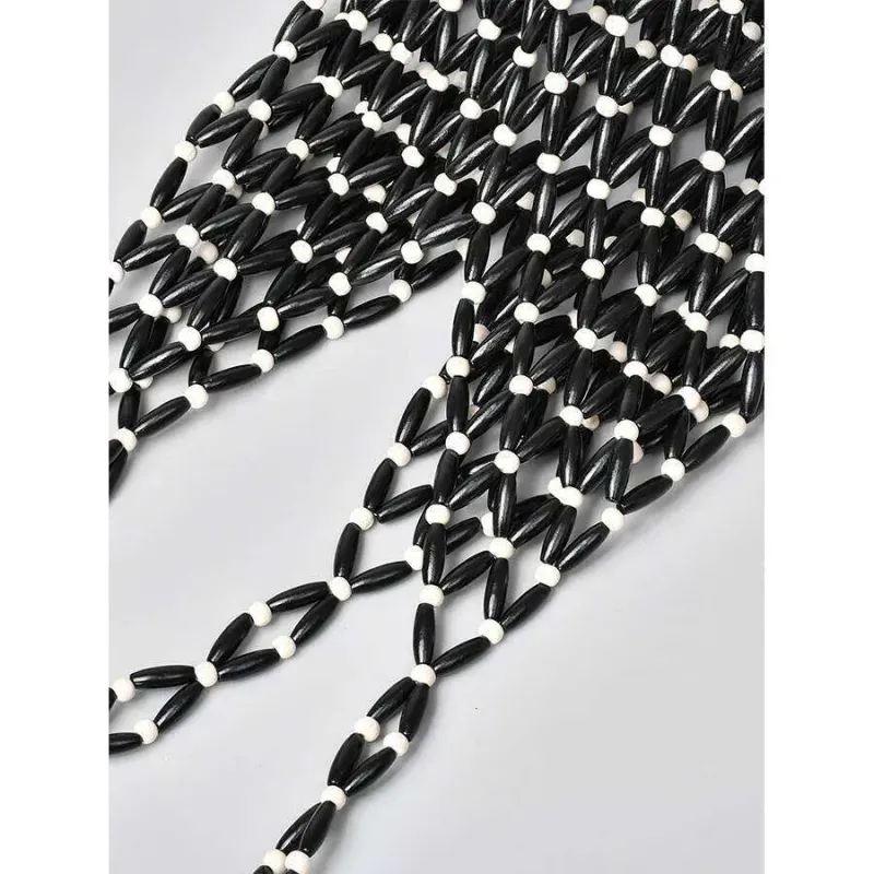 Borse firmate da donna, intrecciate a mano, estive, con design traforato, perline di legno, secchiello, tracolla, tela reticolata_voghion.com