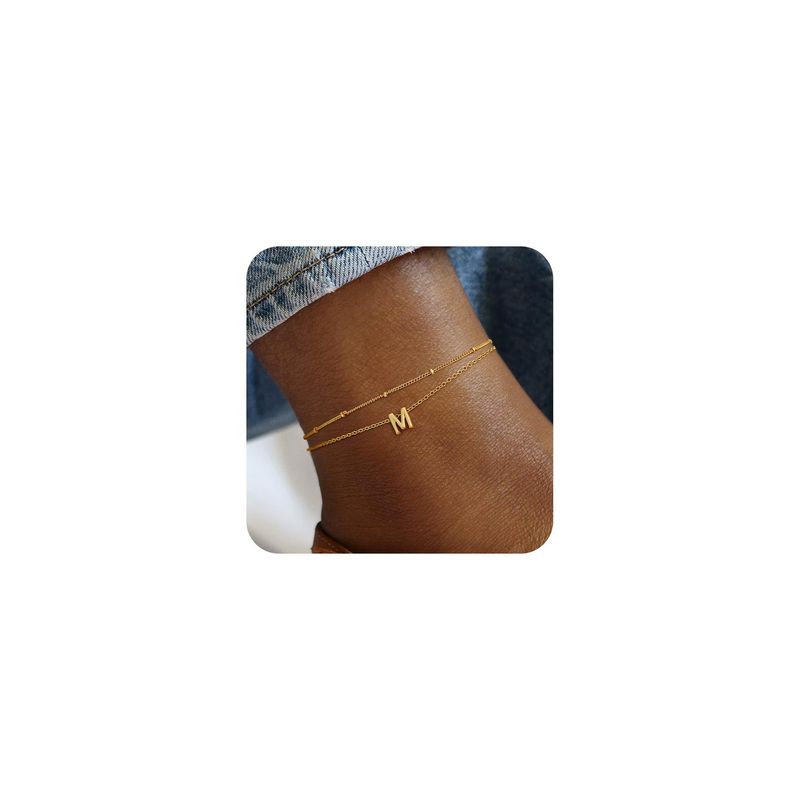 New Hot-Selling Fashion Women's Letter Anklet 26 Initials Pendant Double Layer Stacking Elegant Accessory_voghion.com