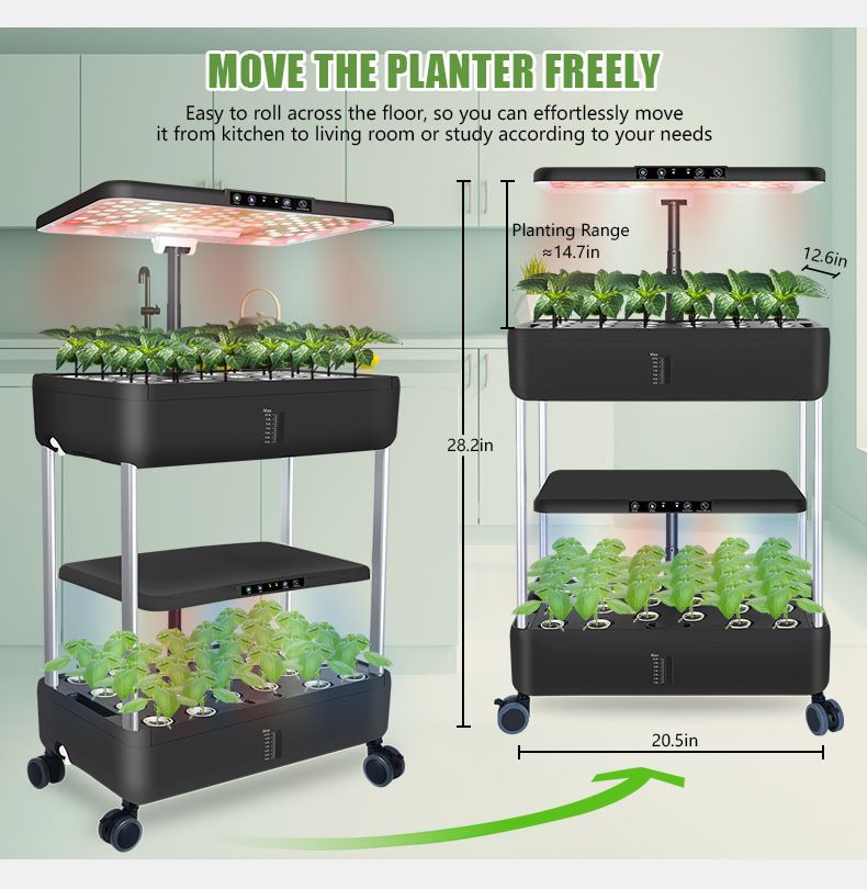 Hydroponics Growing System Indoor Garden, Plant Herb Garden Germination Kit With LED Grow Light, 30L Double-Layer Hydrophonic Planter Grower_voghion.com