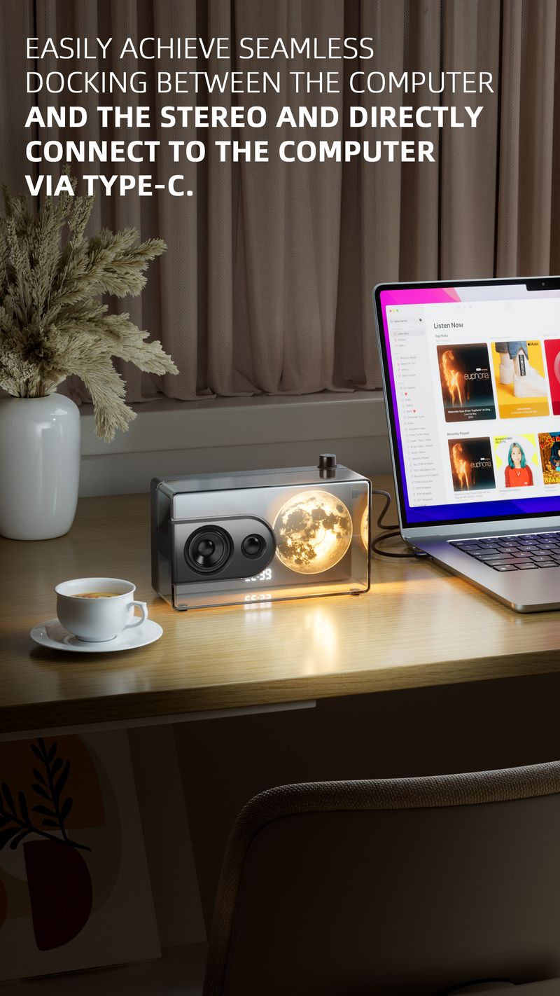 Altoparlante Bluetooth trasparente con rumore bianco, luce notturna, Hi-Fi Box, chiamata in vivavoce, aiuto per dormire, lettore musicale con sveglia_voghion.com