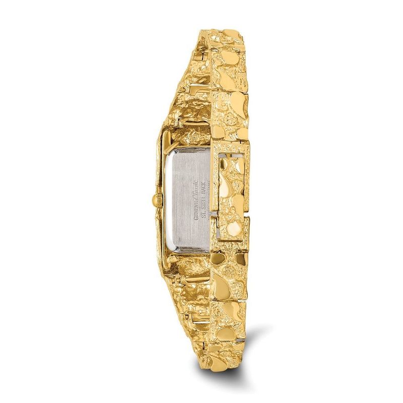 14K Ladies Rectangular Champagne 15x31mm Dial Solid Nugget Watch_voghion.com
