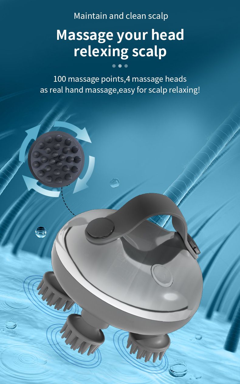 Rechargeable Scalp Massager With Red Light Therapy - Adjustable Head Massager For Hair Growth & Relaxation, Pet-Friendly Cat Massage Tool_voghion.com