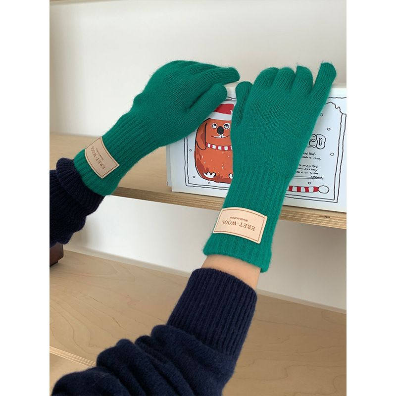 Bevat wollen touchscreen jaar kerst rode gebreide handschoenen voor vrouwen 2024 nieuwe winter warme fietskoude bescherming_voghion.com