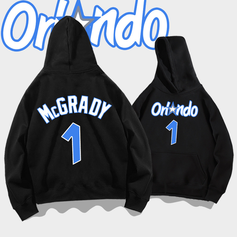 Orlando Mcgrady Nr. 1 Herren Damen Frühling und Herbst Basketball Sport Lockerer lässiger Langarm-Kapuzenmantel_voghion.com