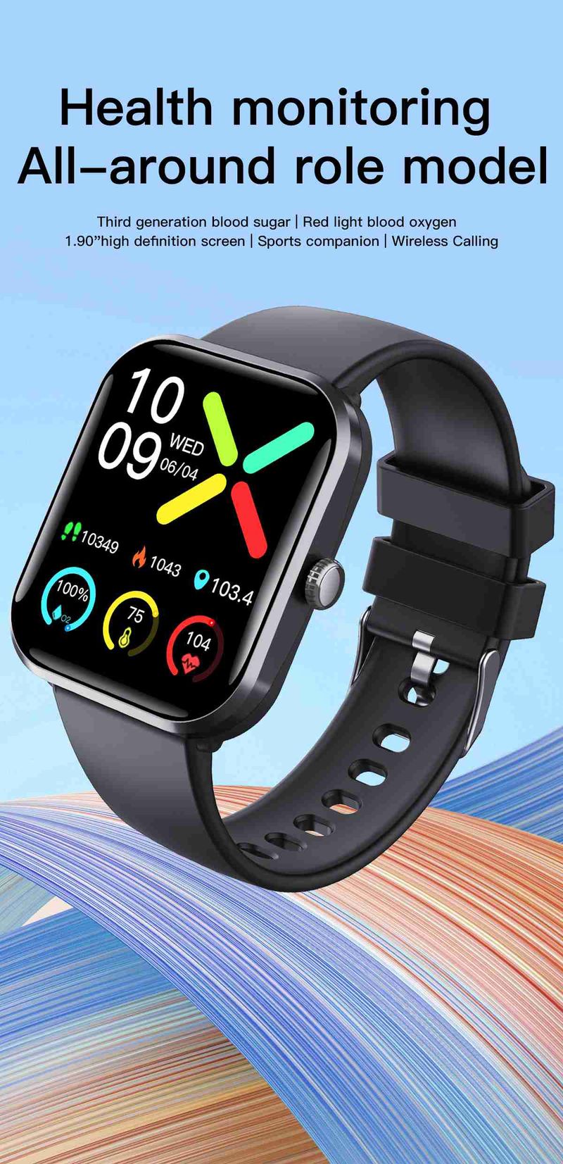 High Quality Unisex Smartwatch Square IPS Display Heart Rate Tracker Android IOS IP67 Magnetic Music Player Silicone_voghion.com