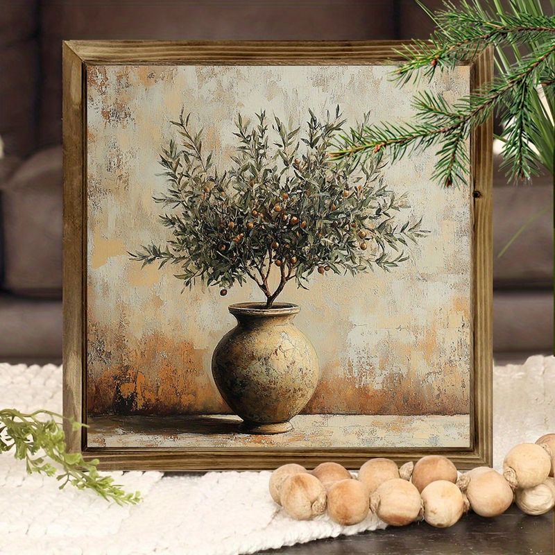 8x8 Rustic Olive Tree Wood Sign Vintage Farmhouse Wall Art For Home/Office No Batteries Needed Perfect Gift ,for Art Lovers Christmas/Easter/Birthdays_voghion.com