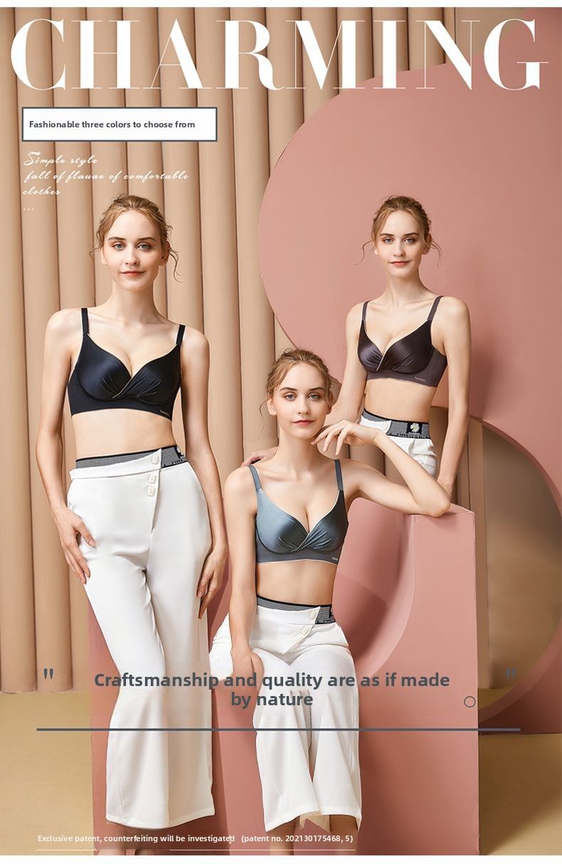 Doraime Women's Underwear Wireless Push-Up Seamless Antibacterial Side Support Anti-Sagging High-End Bra_voghion.com