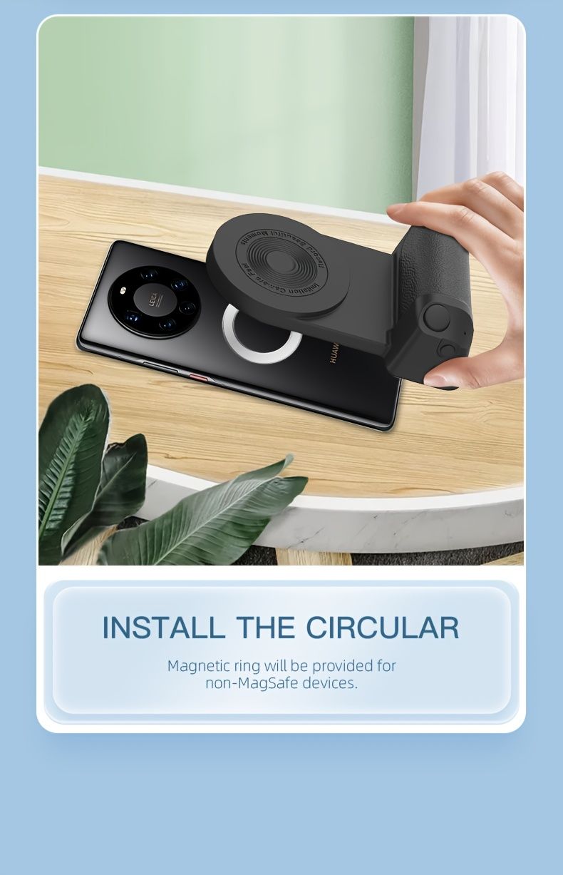 Magnetic Phone Camera Holder, Portable Selfie Handle, Ergonomically Designed For IPhone And Samsung Android Phones For Video And Photo Shooting_voghion.com