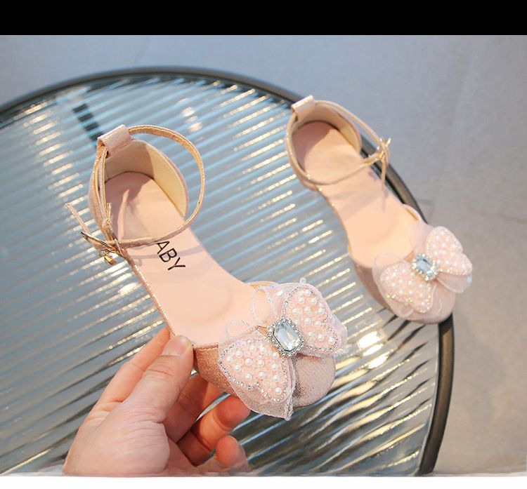 Mädchen Perlenlederschuhe 2023 Frühjahr und Sommer Neue atmungsaktive Prinzessinnenschuhe Strass weiche Sohle Einzelschuhe Prinzessinnenschuhe Lederschuhe_voghion.com