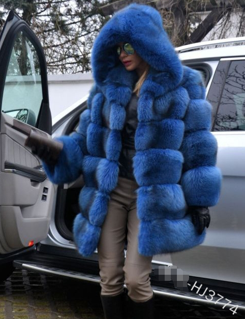 Women's Fashionable and versatile faux fox fur long hooded faux fur coat_voghion.com
