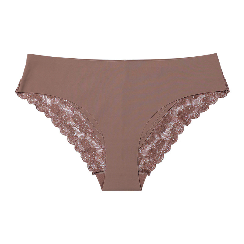 sexy women's animal print underwear ice silk seamless breathable low-waist sports lace stitching women's briefs_voghion.com