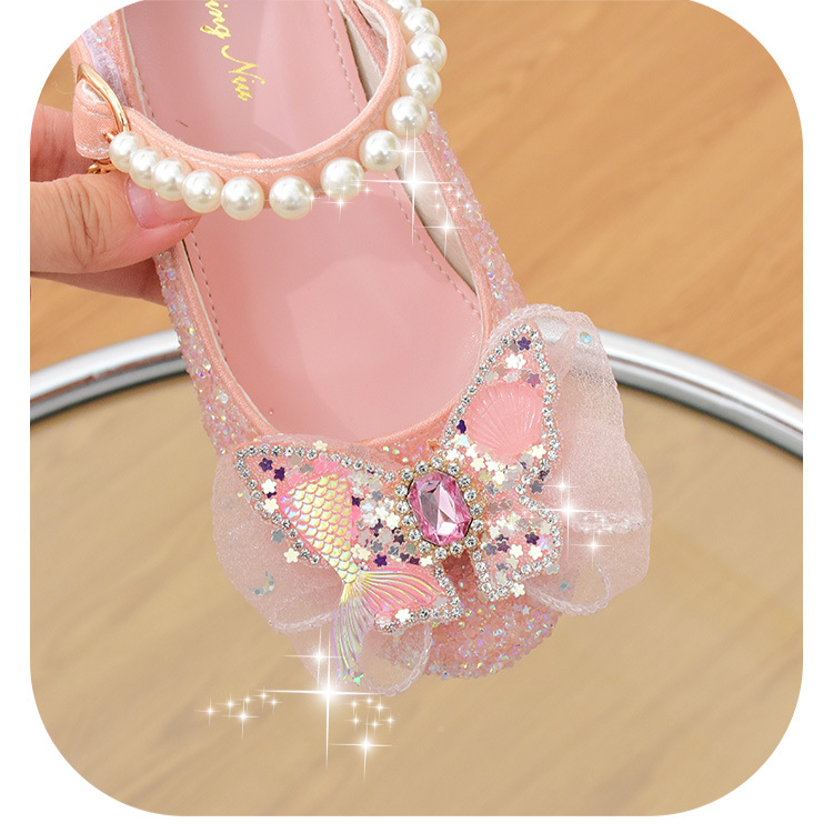 Mädchen hohe ferse schuhe Frühling und herbst neue kleine mädchen glas schuhe prinzessin schuhe glänzende kinder einzelnen schuhe_voghion.com
