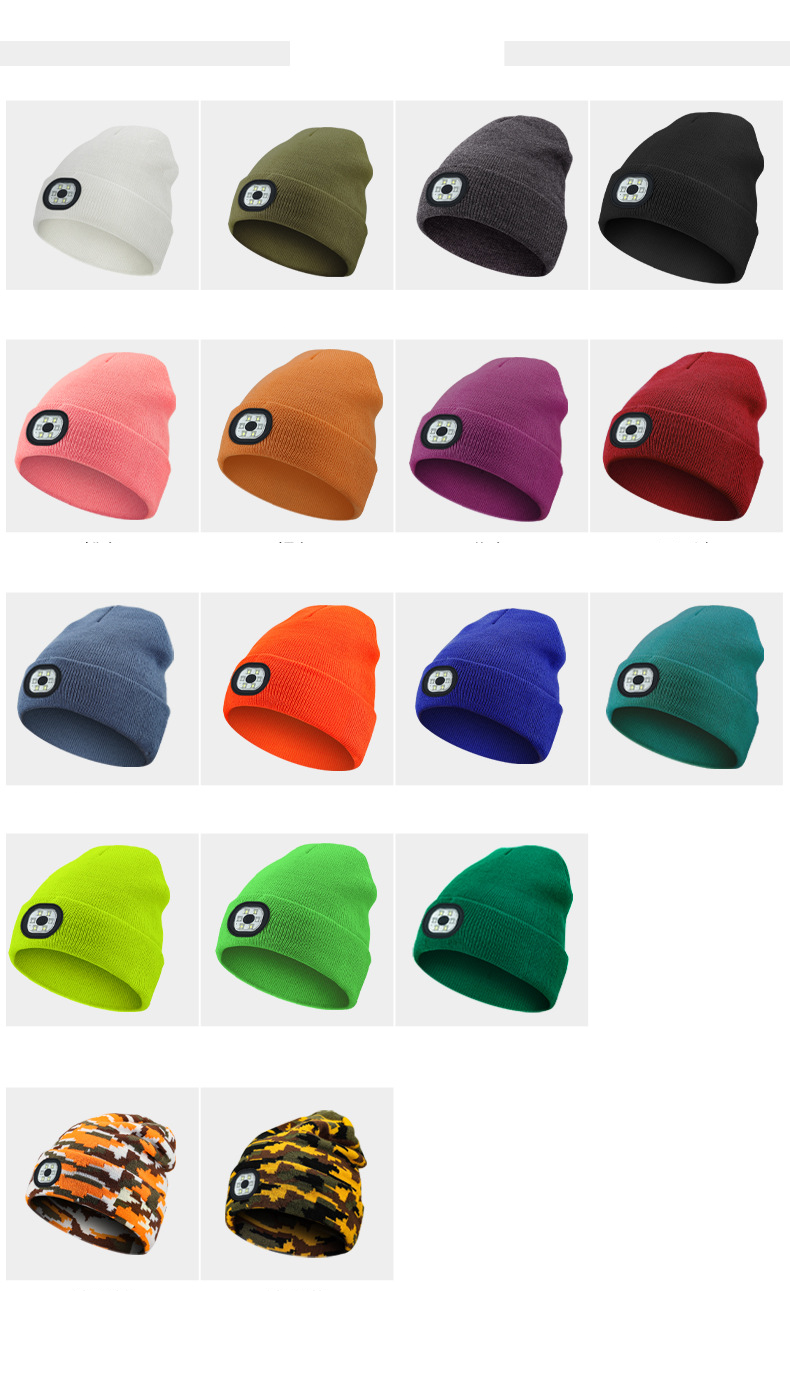 Unisex Rechargeable six-light beaded LED light-emitting knitted hat_voghion.com