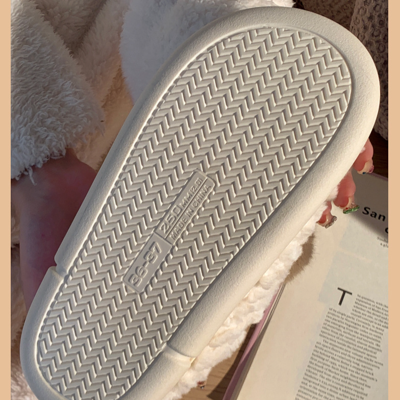 Autumn and winter cotton slippers female winter plush lovely home indoor non-slip warm floor simple cotton shoes_voghion.com