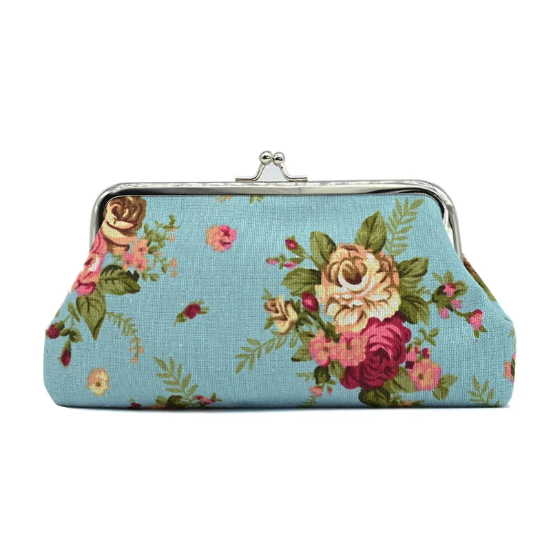 Damen-Geldbörse aus Canvas mit großem Rosenmuster, Null-Münzen-Geldbörse mit zwei Metallknöpfen, Münzfach, Schlüssel, Kreditkartenhalter, Handyhülle, Brieftasche_voghion.com