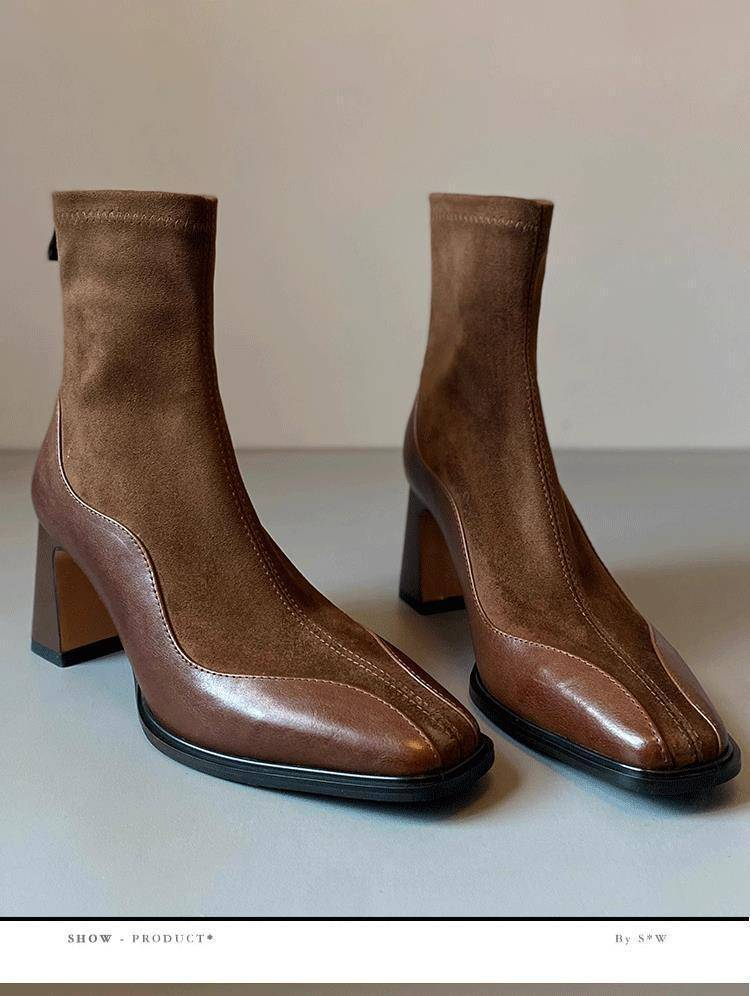 Botas francesas Mary Jane, novas, outono/inverno 2025, botas Martin de um pé, elásticas e elegantes, cabeça quadrada, salto quadrado, botas slim_voghion.com