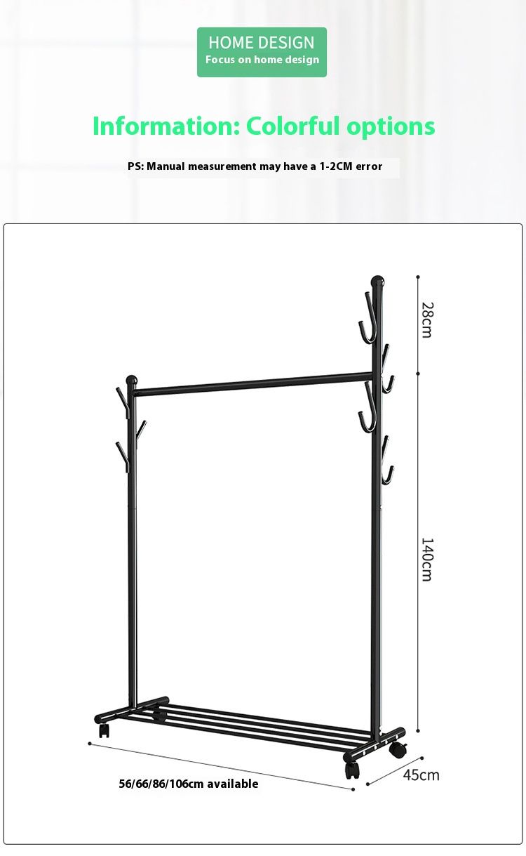 Freistehender Kleiderständer – Stabiler Kleiderständer aus Metall mit Rädern für Schlafzimmer, Schrank oder Balkon – Moderner mobiler Kleiderschrank-Organizer_voghion.com