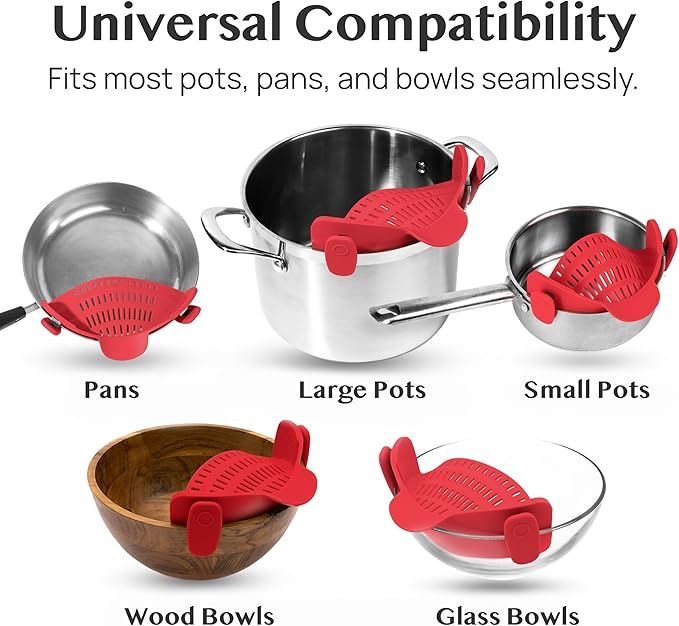 Colino per spaghetti in silicone per pentole, ciotole e padelle - Pentola con filtro resistente al calore per verdure e noodles - Utensile da cucina per cucinare_voghion.com