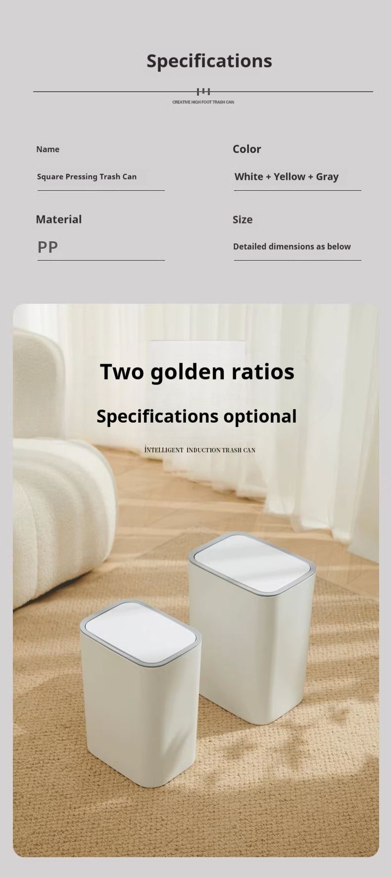 Cestino sottile da parete con coperchio a pressione per l'apertura – Cestino salvaspazio per bagno/cucina per spazi ristretti (plastica resistente, 2 opzioni di montaggio)_voghion.com