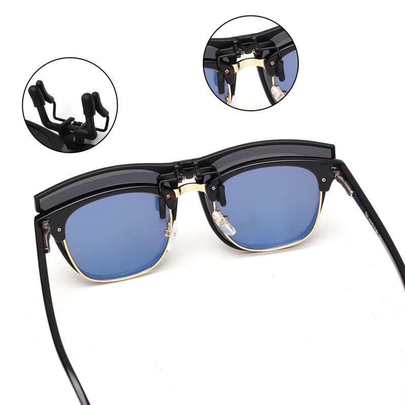 JM Übergroße polarisierte Sonnenbrille zum Anklipsen, modisch, quadratisch, für Damen und Herren, groß, zum Aufklappen, UV400_voghion.com