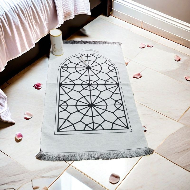 Home Textile New White Square Woven Blanket Rosary Exquisite Souvenir Prayer Mat Portable Foldable Blanket_voghion.com