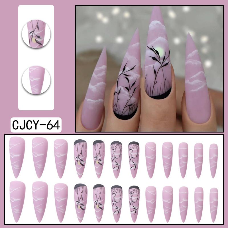 Halloween Long Armor Dark Night Wearing Armor Grass Moon White Cloud Nail Stickers_voghion.com