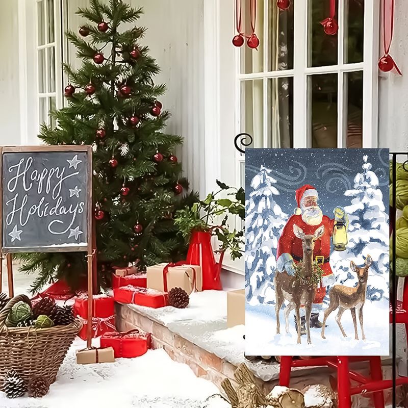 Cross-border special for Christmas series truck reindeer Christmas Snowman double-sided printing garden decoration garden flag flag_voghion.com