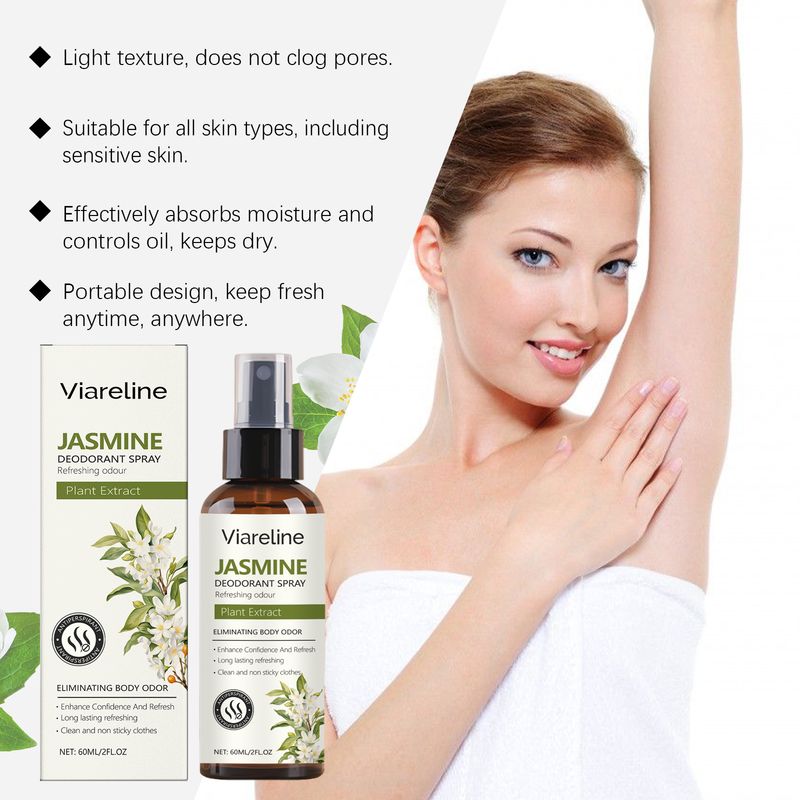 Viareline Jasmine Fresh Spray Natural Fragrance Body Sweat To Remove Odor Refreshing Fragrance Portable_voghion.com