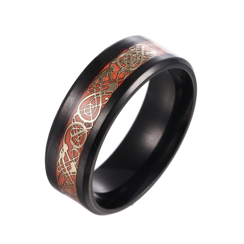 Bague dragon en acier inoxydable pour homme, accessoires populaires de différentes couleurs phosphorescentes_voghion.com