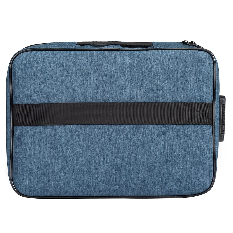 1pc Document Bag With Lock, 3-Layer File Storage Case With Water-Resistant Zipper, Document Safe Portable Travel Home Organizer Bag For Laptop, Files,_voghion.com