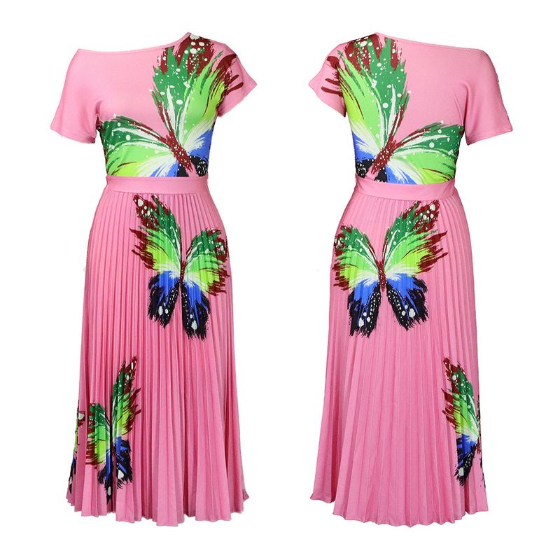 D298 Cross-border Women's Amazon Printed Top Pleated Large Skirt Skirt Set Large Size African Two-piece Set_voghion.com