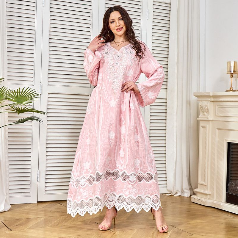 Fashionable New Muslim Robe Women's Long Embroidered Elegant Pendant Dubai Party Evening Dress_voghion.com