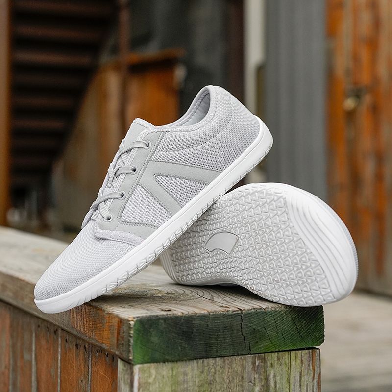 Baskets unisexes à la mode et à la largeur large, chaussures de marche décontractées à semelle zéro et à bout croisé minimaliste_voghion.com