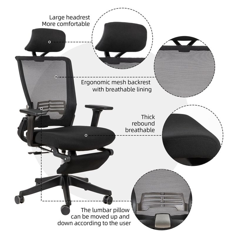 Ergonomic Office Chair With Lumbar Support & Headrest & Flip-up Arms Height Adjustable Rocking Home Office Desk Swivel High Back Computer Chair Warm Taupe Mesh Study Chair_voghion.com