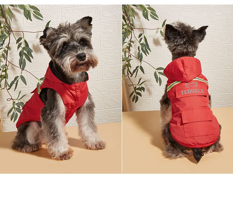 New Pet Clothing, Dog Reflective Raincoat Pocket Design, Waterproof Two Legged Clothing_voghion.com